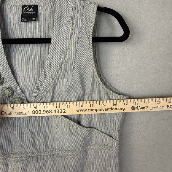 Covelo Linen Dress Grey Green Ombre Women's Sz10 Art to Wear Sun Ray Embroidered - Picture 3 of 5